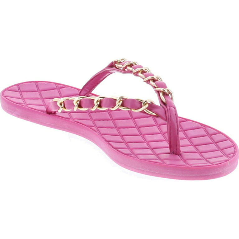 chanel pink flip flops