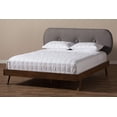 thumbnail image 7 of Baxton Studio Penelope Mid-Century Modern Solid Walnut Wood Fabric Upholstered Platform Bed, Multiple Sizes, Multiple Colors, 7 of 7