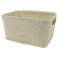 thumbnail image 2 of (3 pack) Mainstays Medium Felt Decorative Storage Basket with Faux Leather Handles, Oatmeal, 15 x 11.02 x 7.87 inches, 2 of 5