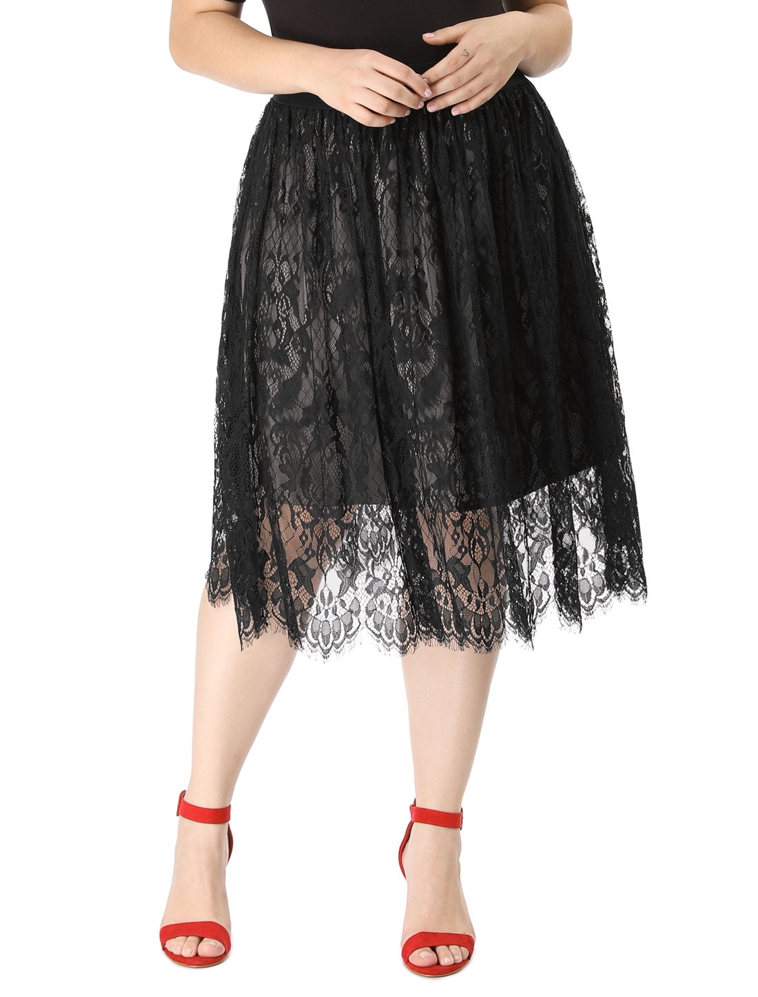 black lace skirt plus size