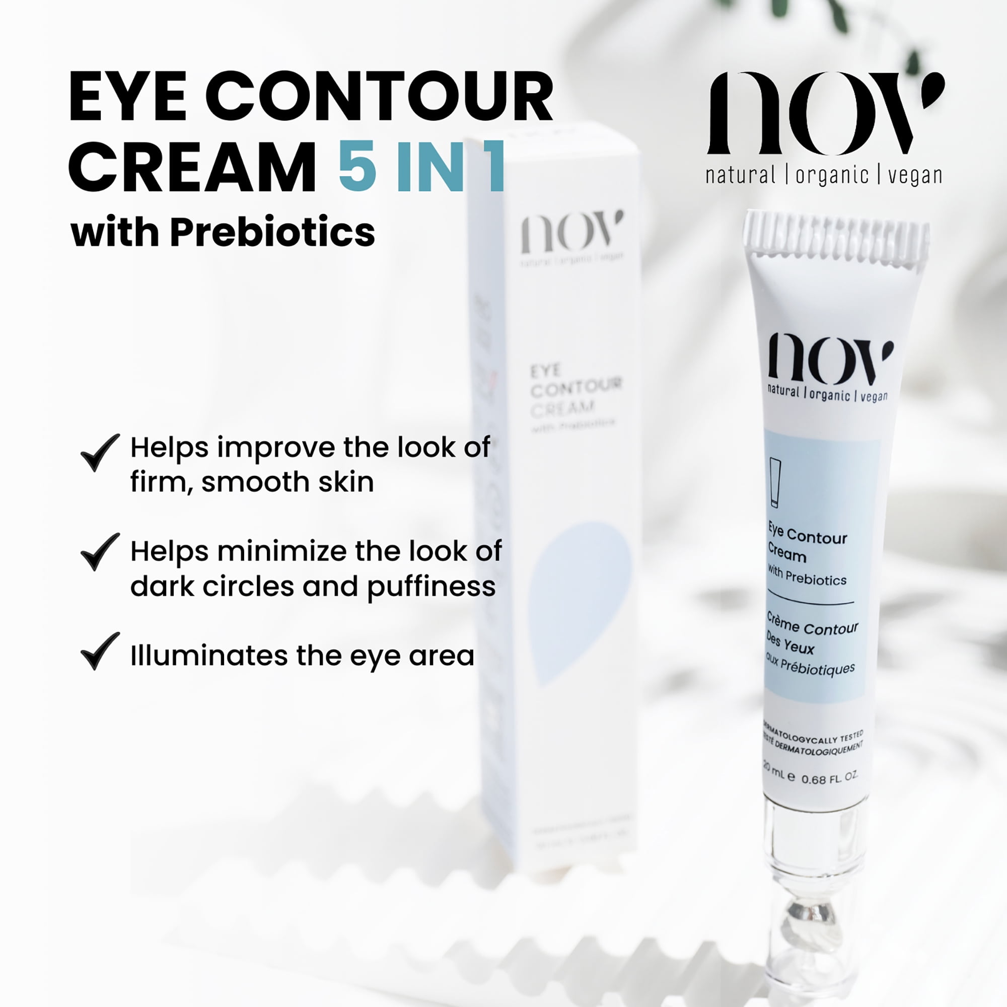 NOV Natural Organic Vegan Eye Contour Cream, Under Eye Cream, 0.67 oz