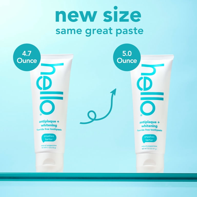 hello Antiplaque and Whitening Fluoride Free Toothpaste, Natural