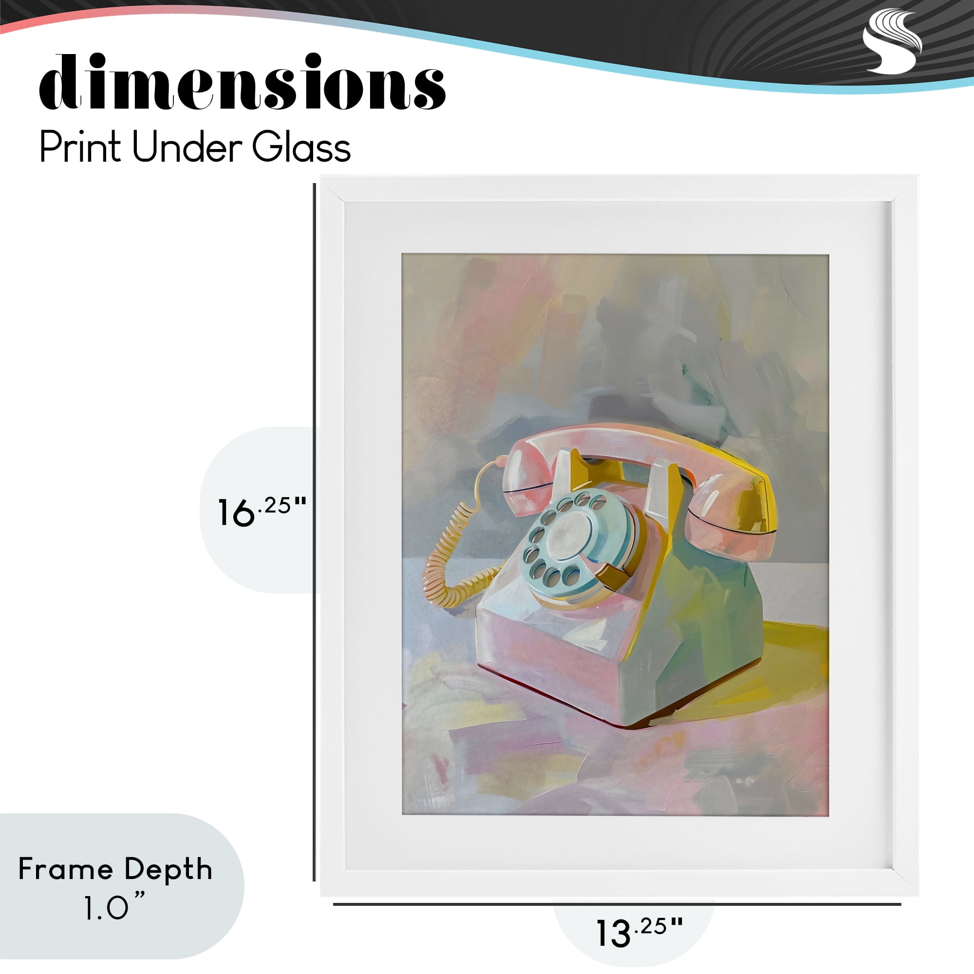 Stupell Industries Retro Telephone in Pastels White Framed Print Under Glass, design by The Prints Vibe
