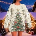thumbnail image 2 of Women's Oversized Christmas Sweatshirts Graphic Funny Long Sleeve Crew Neck Pullover Xmas Tree Holiday Tops, 2 of 6