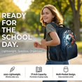 thumbnail image 7 of SCRAWLGOD Stone Soccer Print Blue Black School Backpack for Boys Girls Backpack for Kids Teens Elementary Middle School 17 inch Large Knapsack with Padded Strap, 7 of 7