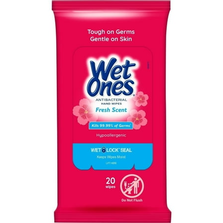 3 Pack of Wet Ones Antibacterial Hand Wipes Travel Pack - Fresh Scent - 20 ct (Packaging Varies)