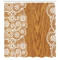 thumbnail image 3 of Ambesonne Shabby Flora Shower Curtain, Lace Wooden Retro, 69"Wx84"L, Pale Caramel White, 3 of 3