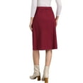 thumbnail image 3 of INSPIRE CHIC Women's Corduroy Skirt High Waist Button Front Belted Midi Skirt XS Wine Red, 3 of 6
