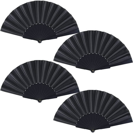 

20Pcs Handheld Folding Fans Chinese Fan Oriental Cloth Fabric Fan for Dance Party Wedding Gifts DIY Decoration Home Decorations-Black
