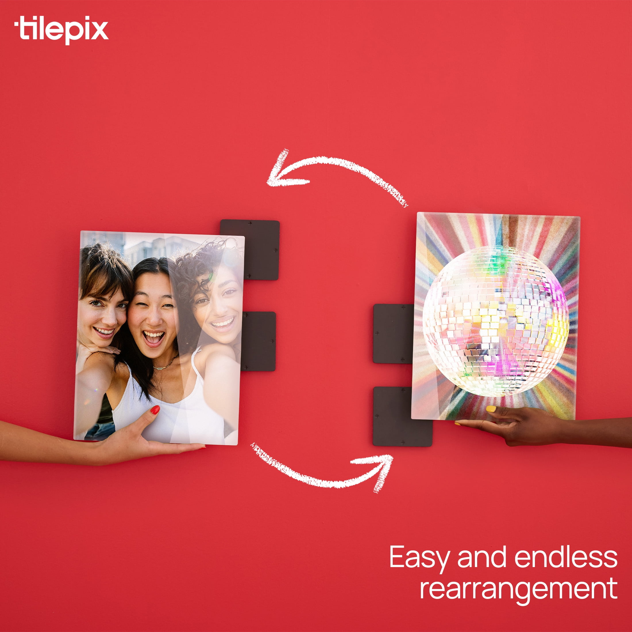 TilePix Glass Premium 11x14 Glass Picture Tile - Customizable Magnetic Photo Tile Picture Frame, Nail-Free Hanging Photo Tile