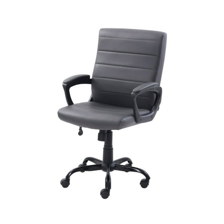 Mainstays Mid-Back Manager's Office Chair, Bonded Leather, Gray