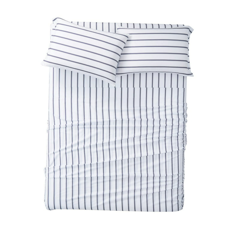Truly Soft Ticking Stripe Sheet Set, White, Queen