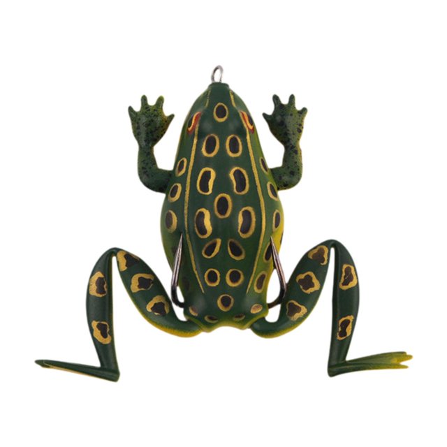 Señuelo de pesca de rana compacto con anzuelo para trucha y lucio, realista para pesca en superficie Verde oscuro