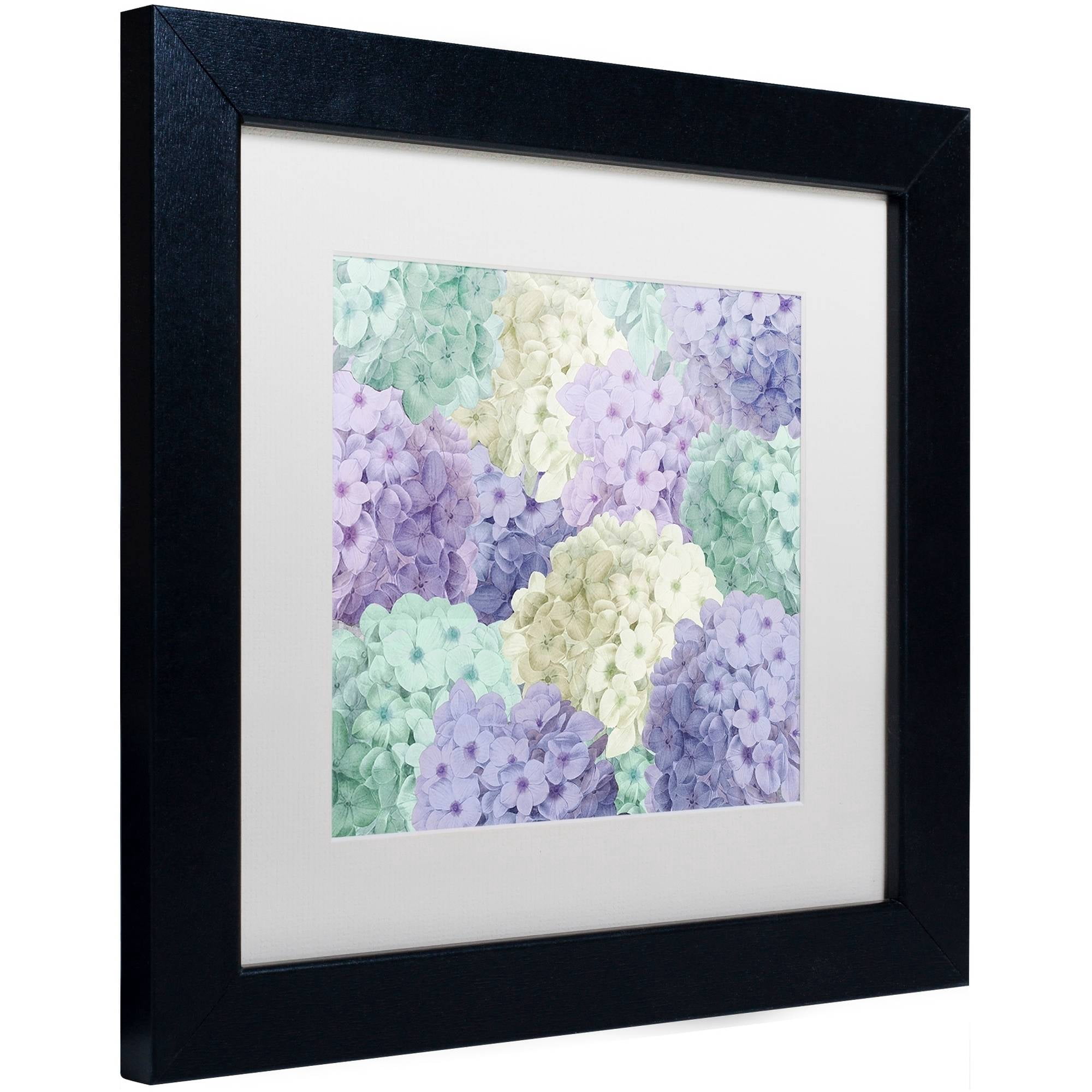 Trademark Fine Art "Hortensia Groundless Cool Tones" Canvas Art by Color Bakery White Matte, Black Frame