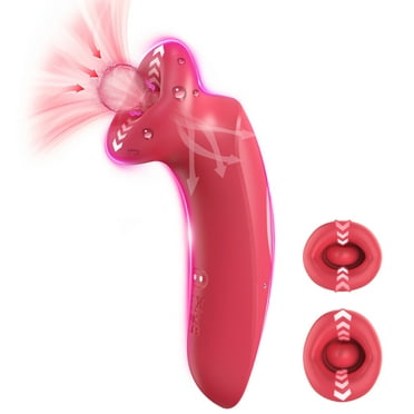 Vibrator Rose Sex Toy for Women-2 IN 1 Female Sex Toys Sucking Vibrator Rose Adult Toy, 10 Tongue Vibrating Modes and 10 Sucking Modes, 360° vibration G spot Vibrator for Woman Couples Adult Sex toys