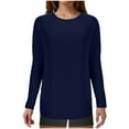 thumbnail image 1 of FcBaudy Hauts pour Femmes, Blouses et Chemises à Manches Longues et Col Rond, Chemises pour Femmes, T-shirt à Manches Longues et Col Rond Menotté pour Femmes, 1 of 7