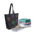 thumbnail image 2 of Open Top Canvas Tote Bag with Zipper Reusable Shopping Bag 13.5x15" Roomy Carryall Neon Spider Webs, 2 of 9