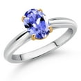 thumbnail image 2 of Gem Stone King 10K White and Yellow Gold Blue Tanzanite Solitaire Engagement Ring for Women (1.16 Cttw, Oval 8X6MM, Gemstone December Birthstone, Available in Size 5, 6, 7, 8, 9), 2 of 4