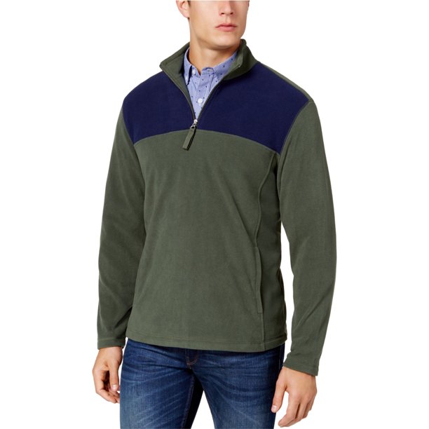 Club Room Mens Quarter Zip Pullover Sweater, Verde, Grande