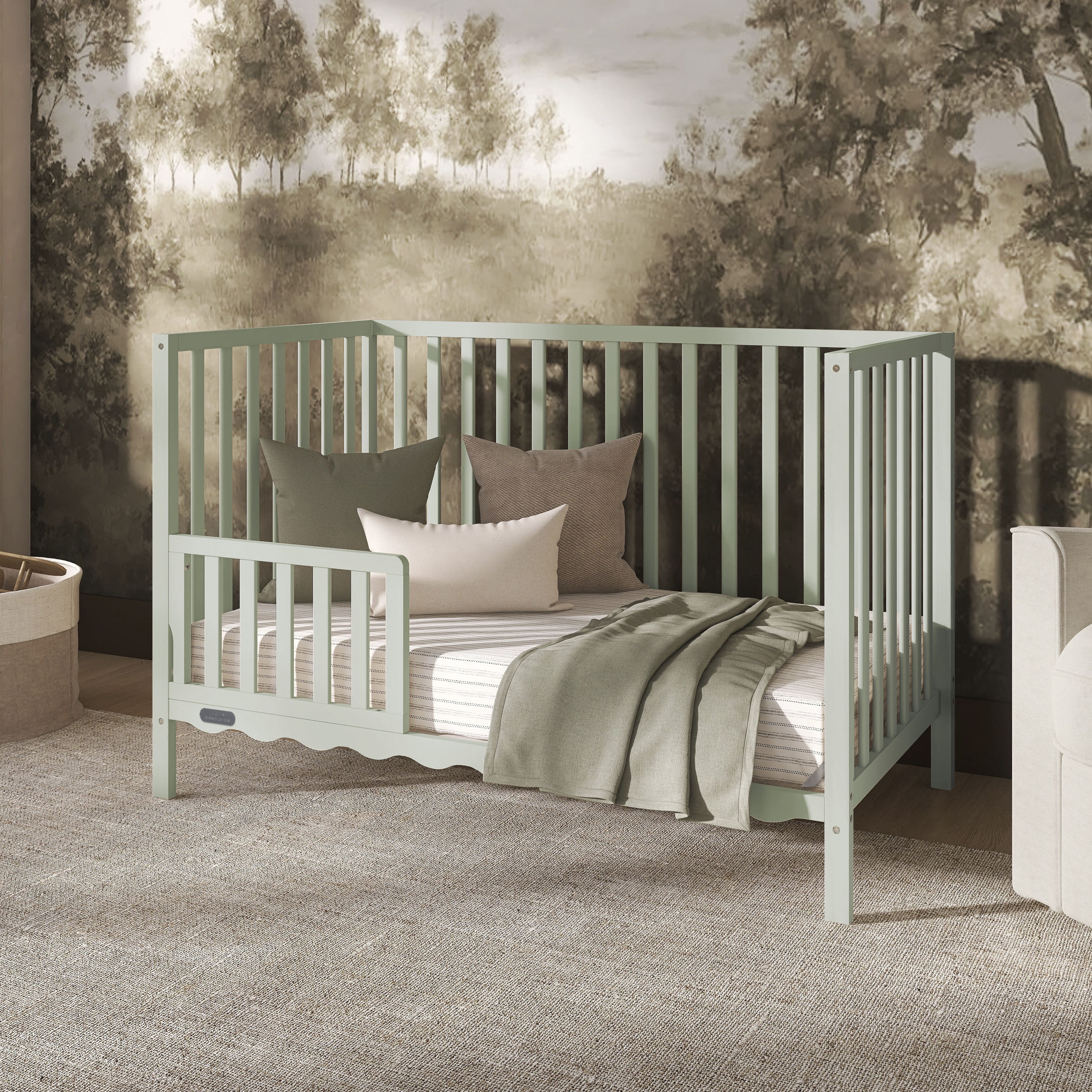 Dream On Me Synergy Wave 5-in-1 Convertible Crib, Sage Green