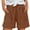 Brown, variant on Tnhcen Women's Plus Size Cotton-Linen Look Pleated Shorts Elastic Waist Drawstring Side Pockets Pre-Shrunk Imitation Fabric Casual Comfortable Shorts S-4XL