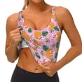 thumbnail image 4 of Haiem Fruit Pattern Womens Sports Bra - U Neck Padded Low Impact Yoga Bra Workout Crop Top Gym Moisture-Wicking Workout Vest -Large, 4 of 9