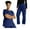 Navy, variant on Pxxlle Scrubs for Women Set Loose Short Sleeve V Neck Scrub and Pants Solid Color Medical Nursing Workwear Navy XXL