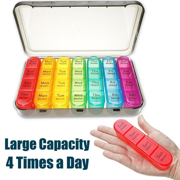 ComfiTime Pill Organizer Weekly Medicine Organizer, 4 Times a Day