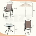 thumbnail image 6 of Walsunny 6 Piece Patio Furniture Set with Umbrella, Outdoor Patio Dining Set with 4 Folding Chairs and Tempered Glass Dining Table, Brown, 6 of 9