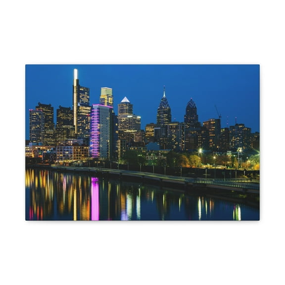 Philadelphia Night Skyline Canvas Artwork Breathtaking Stunning Cityscape for Home Decor Ready to Hang