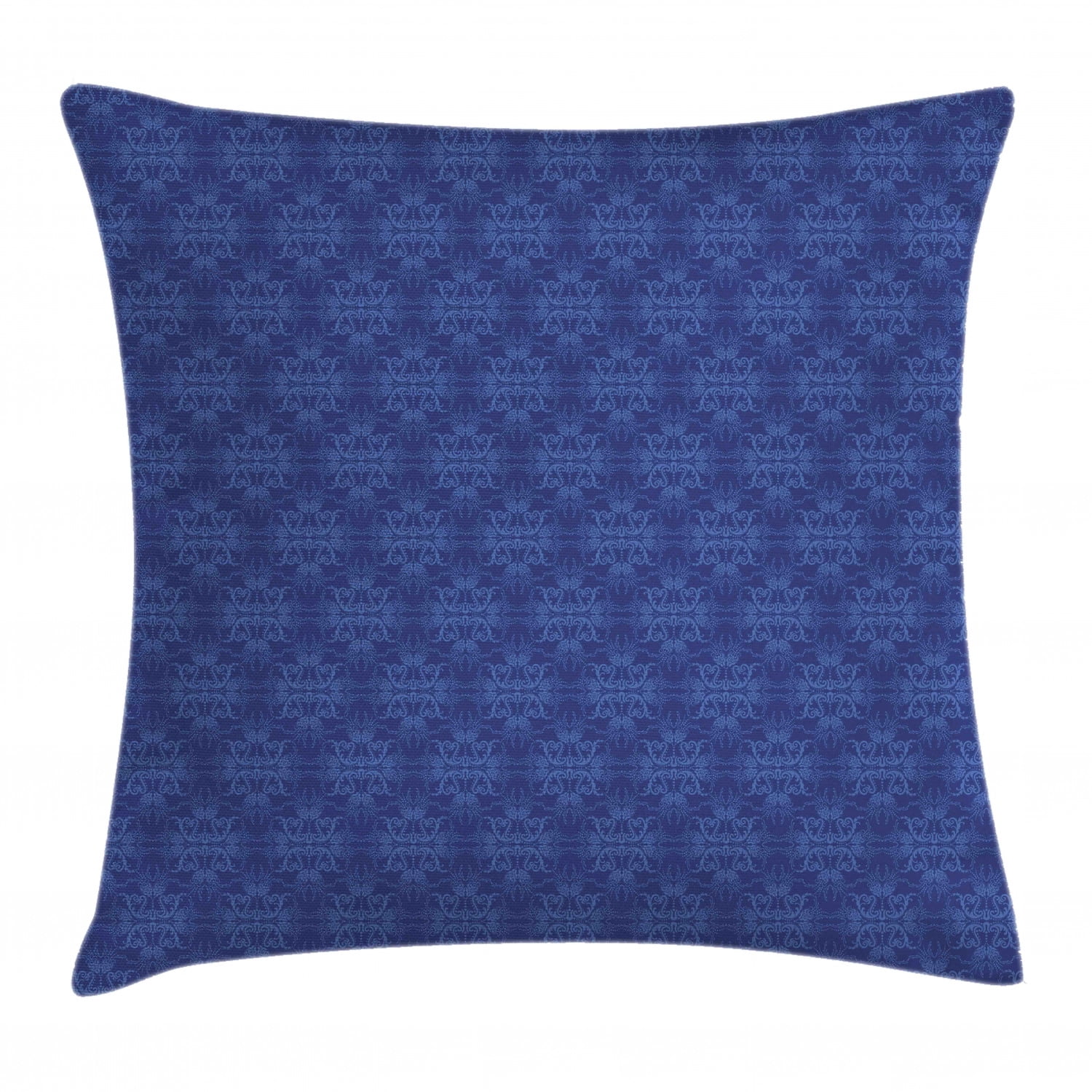 Navy Blue Throw Pillow Cushion Cover, Antique Baroque Damask Inspired