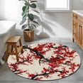 thumbnail image 3 of Red Flowers Round Area Rug 3Ft Washable Small Circle Rugs for Kitchen Entryway, Chinese Plum Blossoms Traditional Ink Painting Non-Slip Carpet Floor Mats Indoor Outdoor Carpet Runner Home Decor, 3 of 8