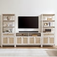 thumbnail image 6 of SICOTAS 68.5" Tall Rattan Bookshelf Set of 3 with Large Drawer & 2 Doors, Boho 5-Tier Bookcase with Adjustable Shelf, Display Storage Shelves for Living Room, Home Office, White Oak, 6 of 9