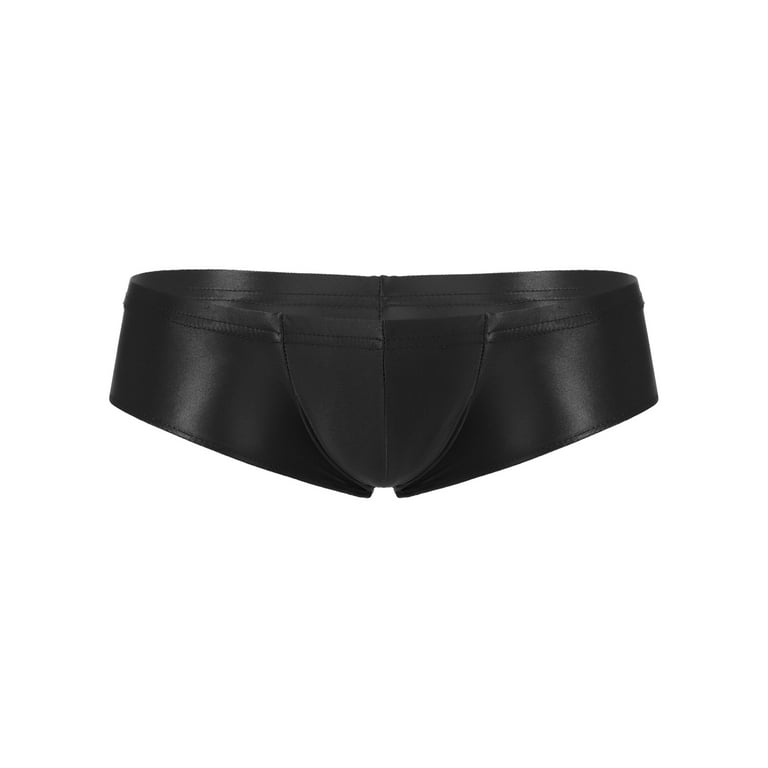 Male Sexy Wet Look Patent Leather Bulge Pouch G-string Bikini Metal Chain  Waist Restraint Shorts Underwear Fetish Lingerie Men