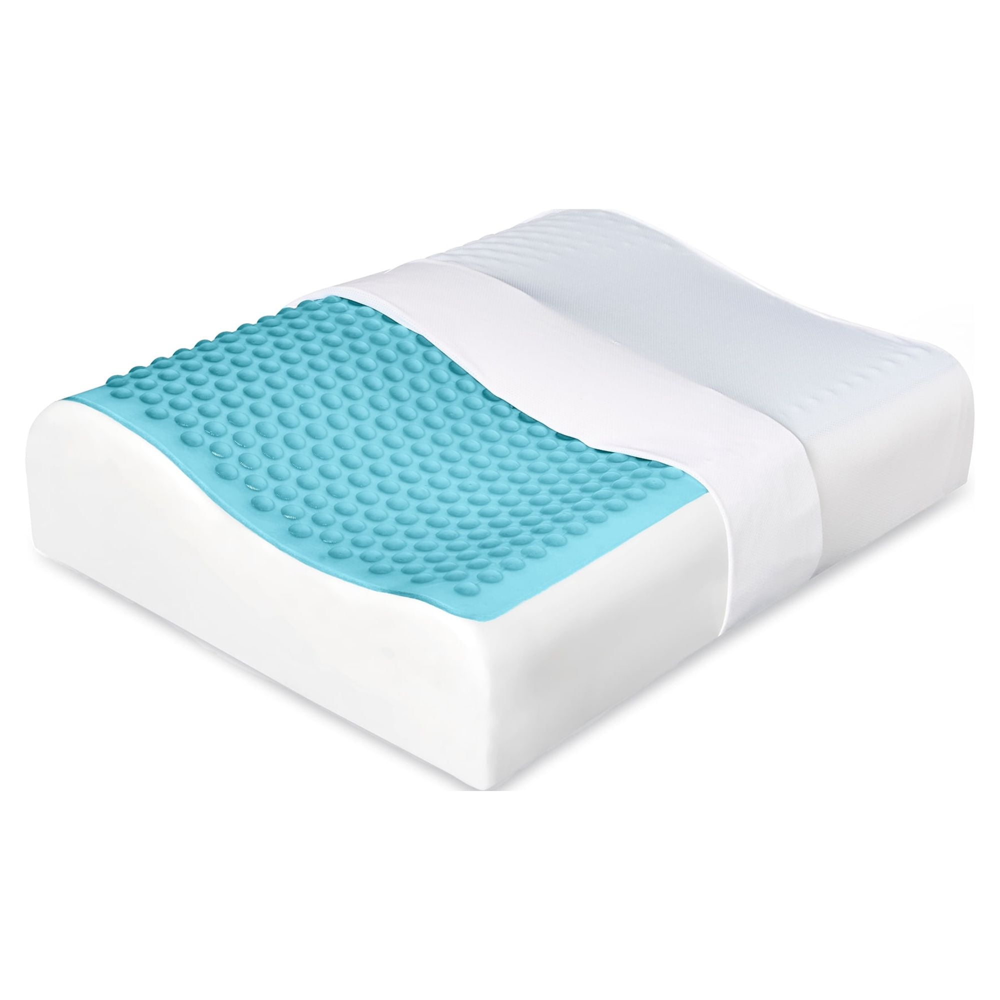 Comfort Revolution Blue Bubble Gel + Memory Foam Pillow, Queen (Pack of 1),  White