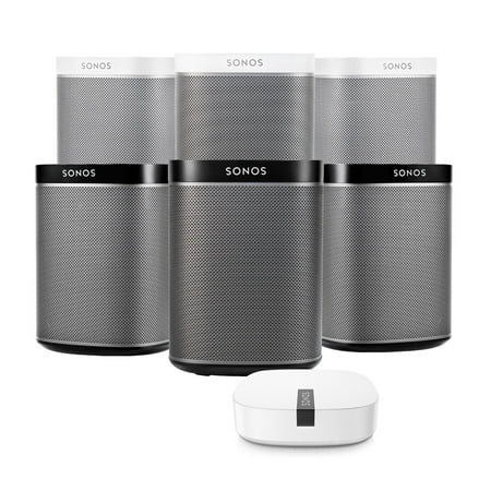 Music Extender - Sonos PLAY1 Black/White Wireless Music Player 6pk & Boost Wireless Extender Kit