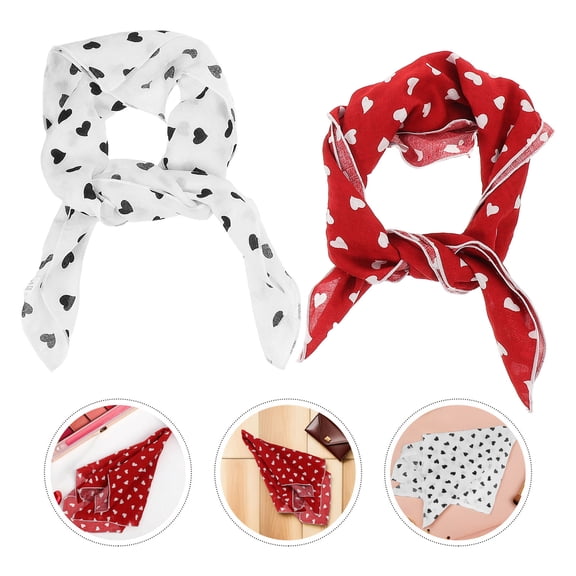 OFFIGAM 2Pcs Fashion Heart Scarf Assorted Color Fresh Style Neck Protection for Women in Spring Summer Fall