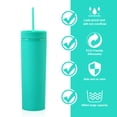 thumbnail image 3 of Advancent Botella de agua de 16OZ, vaso de paja esmerilado de plástico de 2 capas, bebida portátil, taza de té de la leche, soporte para café y jugo Mostrada cian NO9 Advancent HA007950-11B, 3 of 6