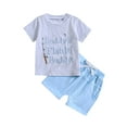 thumbnail image 2 of Yunliwuli Kids Boys Shorts Set, Short Sleeve Embroidery Letters T-shirt with Elastic Waist Shorts Toddler Set Summer Outfit, 2 of 10