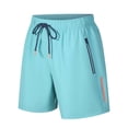 thumbnail image 4 of Nmnitkp Men's Quick Dry Athletic Shorts Elastic Waist Drawstring With Zipper Pockets Lightweight Breathable Workout Running Basketball Gym Outdoor Shorts Sky Blue,XL, 4 of 7