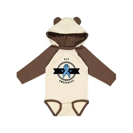 

Inktastic ALS Awareness with Blue and White Ribbon and Banner Gift Baby Boy or Baby Girl Long Sleeve Bodysuit