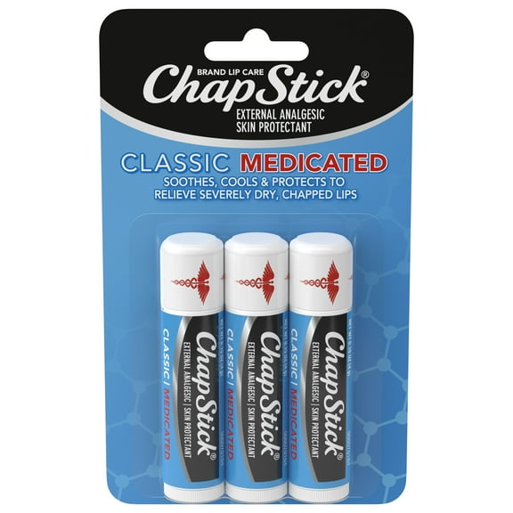 ChapStick Classic Medicated Lip Balm Tube, Soothing & Hydrating, 0.15 oz, 3 Pack