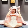 thumbnail image 3 of Cartoon Cute Cape Blanket Flannel Lazy Shawl Cape Student Hooded Home Office Nap Blanket winter Bed Blanket Coral Velvet Warm (unicorn,100x160cm), 3 of 7