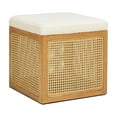 thumbnail image 3 of Nina 18" Cane Webbing Cube Ottoman,Ivory White Boucle,White Boucle Furniture Primary Living Space Ottomans, 3 of 4