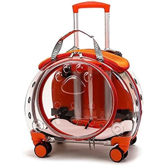 Airline Approved Cat Carrier with Wheels Designed for Small Dogs/Cats with Adjustable Safety Rope & Removable Wheels