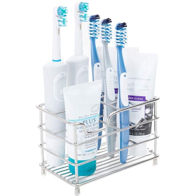Organizador de 7 ranuras, antideslizante, fácil de limpiar para pasta de dientes y cepillos, accesorio de baño duradero y funcional, soporte para cepillos de dientes de acero inoxidable