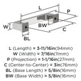 thumbnail image 4 of Amerock Bridgeport 3 inch (76mm) Center-to-Center Polished Chrome Cabinet Pull - 10 Pack, 4 of 5