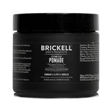 Brickell Men's Hair Styling Clay Pomade, Strong Hold & Matte Finish, Natural & Organic Ingredients, 2 oz, Scented