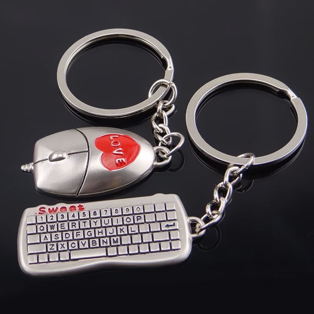 1 Pair Creative Couple Mouse keyboard Love Heart Bag Pendant Keychain Gift n 