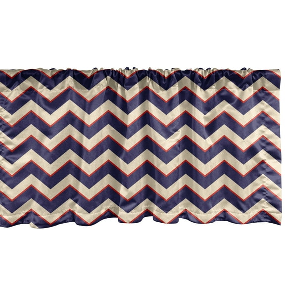 Ambesonne Dark Blue Window Valance, Zigzag Modern Lines, 54" X 12", Purple Tan Red